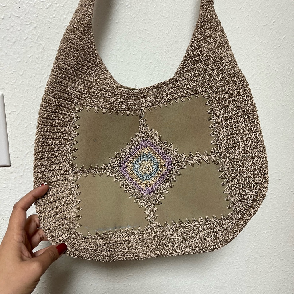 Beige Crochet Shoulder Bag